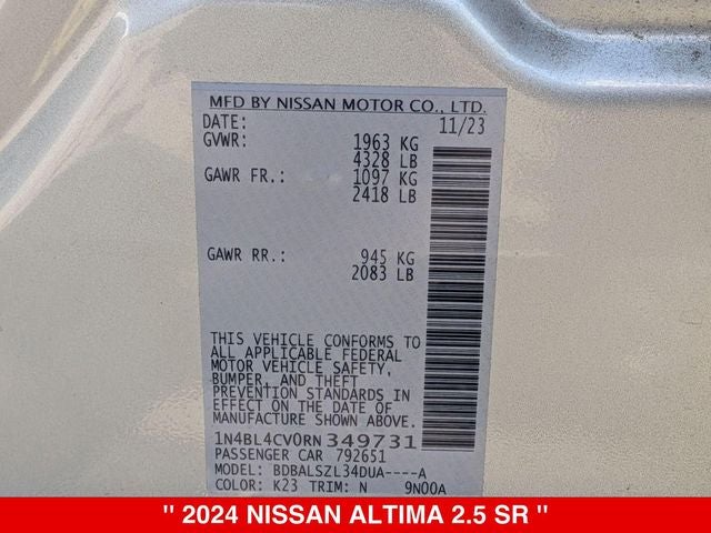 2024 Nissan Altima 2.5 SR NISSAN CERTIFIED