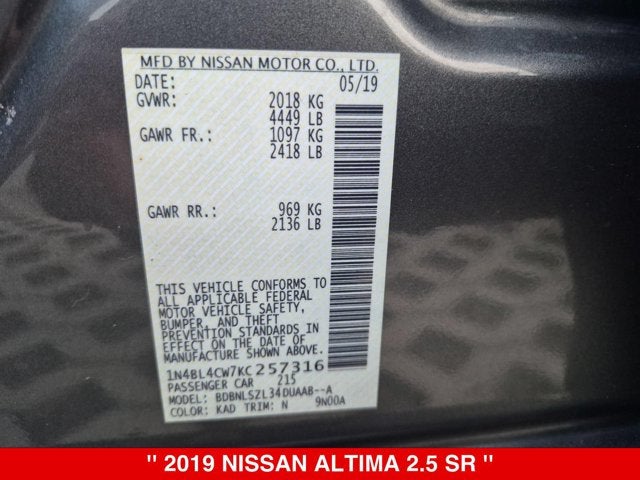 2019 Nissan Altima 2.5 SR