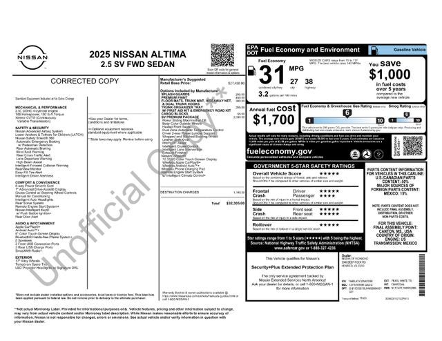2025 Nissan Altima 2.5 SV