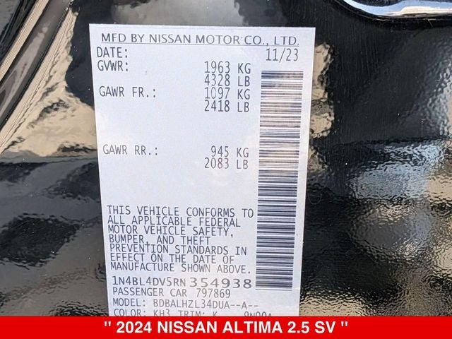 2024 Nissan Altima 2.5 SV FWD NISSAN CERTIFIED