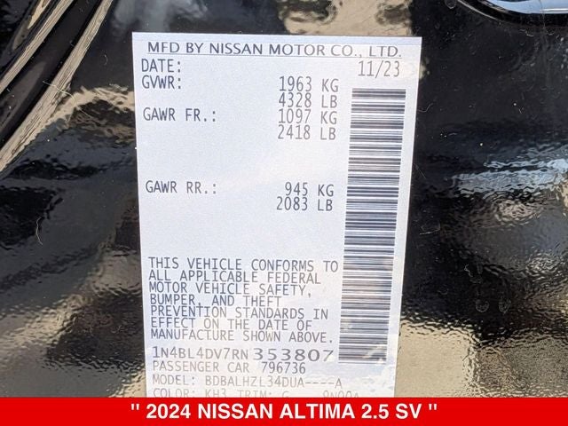 2024 Nissan Altima 2.5 SV FWD NISSAN CERTIFIED
