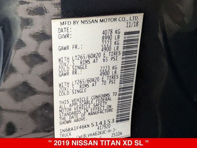 2019 Nissan Titan XD SL MIDNIGHT EDITION