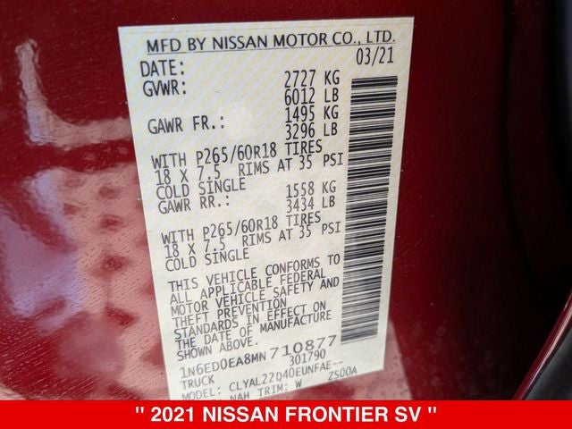2021 Nissan Frontier SV NISSAN CERTIFIED