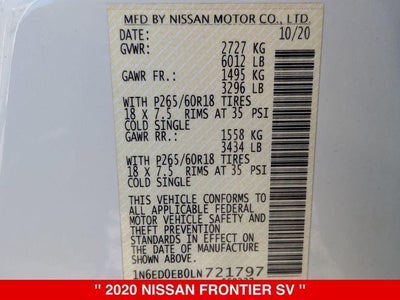 2020 Nissan Frontier SV 4WD