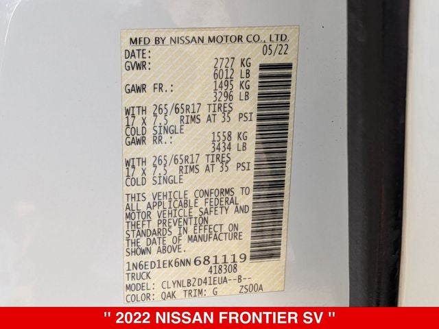 2022 Nissan Frontier Crew Cab SV