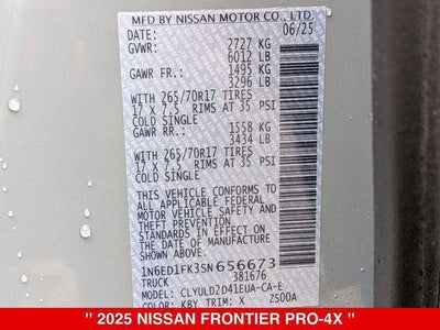 2025 Nissan Frontier Crew Cab PRO-4X® Long Bed