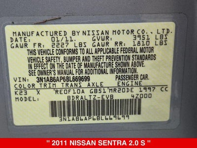 2011 Nissan Sentra 2.0 S