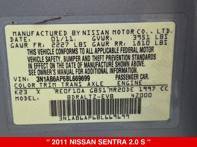 2011 Nissan Sentra 2.0 S