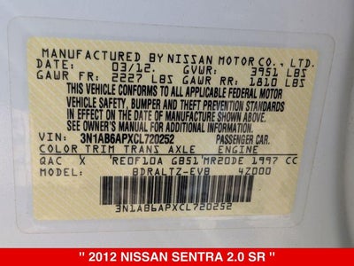 2012 Nissan Sentra 2.0 SR
