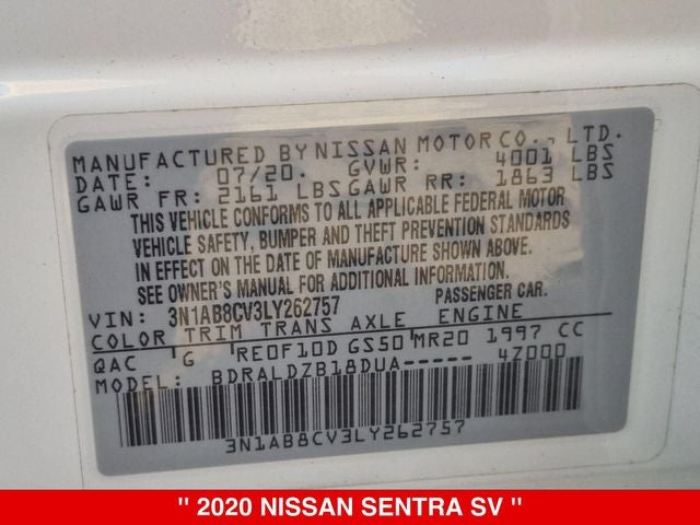 2020 Nissan Sentra SV