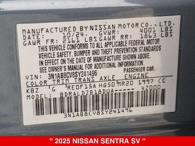 2025 Nissan Sentra SV NISSAN CERTIFIED
