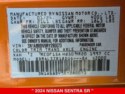 2024 Nissan Sentra SR PREMIUM NISSAN CERTIFIED