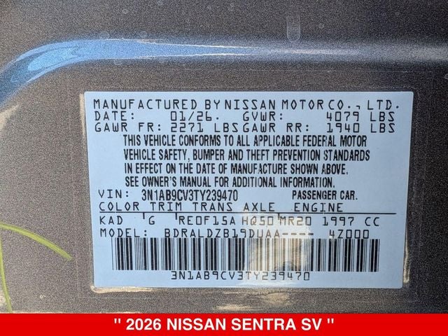 2026 Nissan Sentra SV