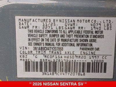 2026 Nissan Sentra SV