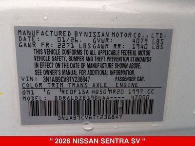 2026 Nissan Sentra SV
