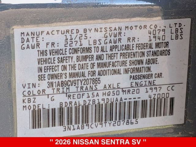 2026 Nissan Sentra SV