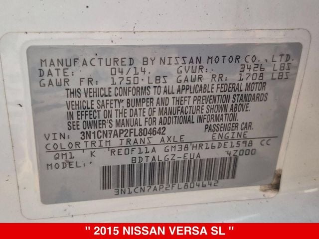 2015 Nissan Versa 1.6 SL