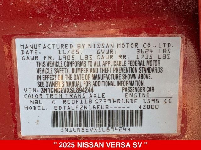 2025 Nissan Versa SV