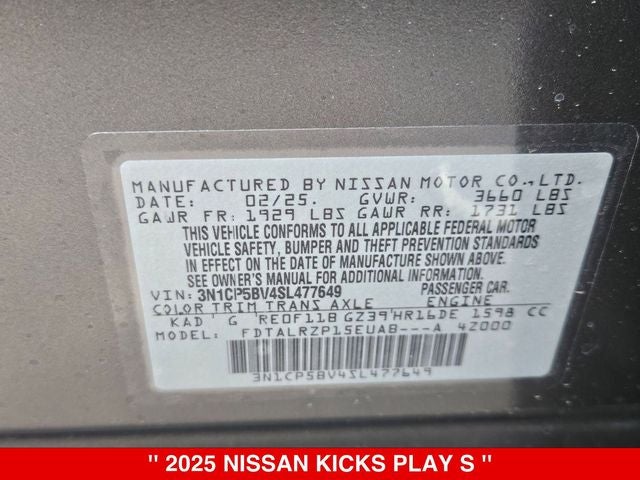 2025 Nissan Kicks Play S
