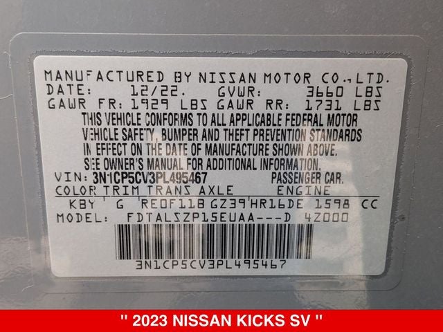 2023 Nissan Kicks SV NISSAN CERTIFIED