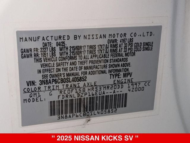 2025 Nissan Kicks SV