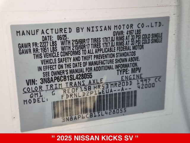 2025 Nissan Kicks SV