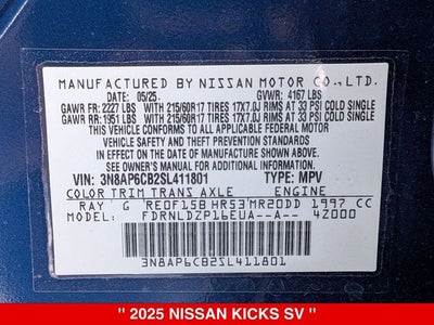 2025 Nissan Kicks SV