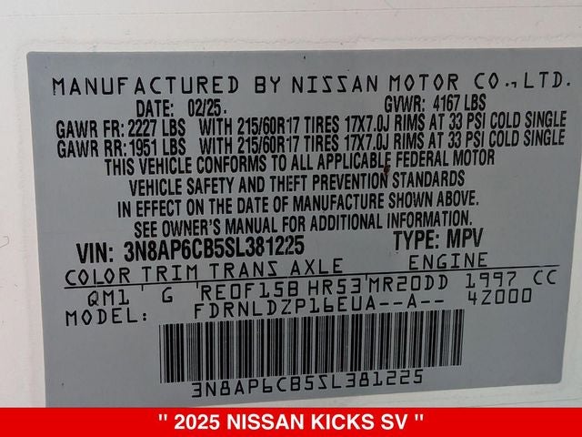 2025 Nissan Kicks SV