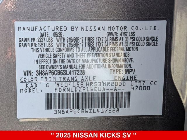 2025 Nissan Kicks SV AWD NISSAN CERTIFIED