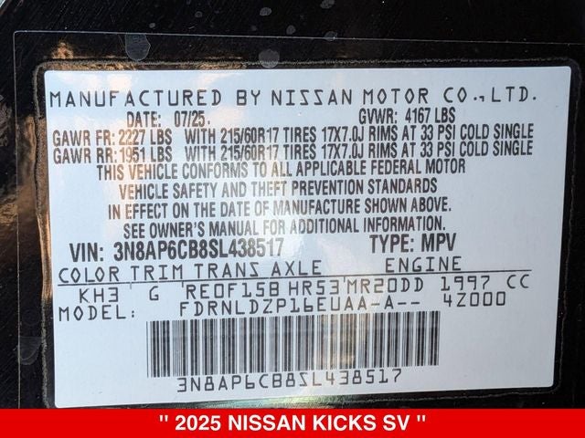 2025 Nissan Kicks SV