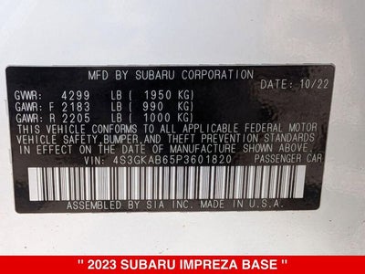 2023 Subaru Impreza Base