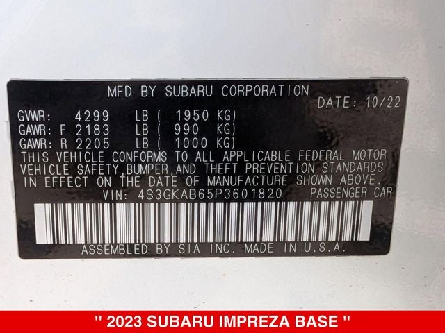 2023 Subaru Impreza Base