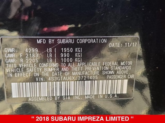 2018 Subaru Impreza 2.0i Limited