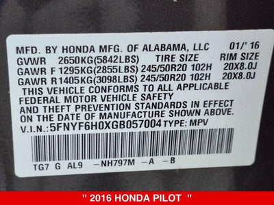 2016 Honda Pilot Elite