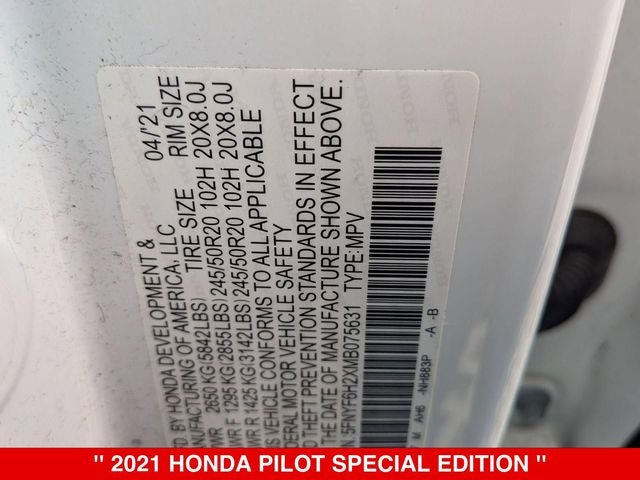 2021 Honda Pilot Special Edition