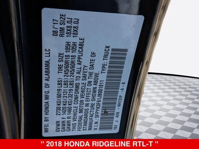 2018 Honda Ridgeline RTL-T