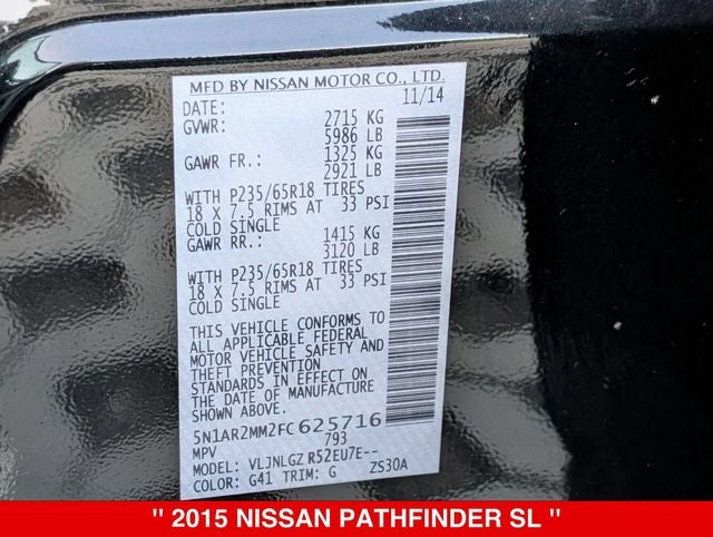 2015 Nissan Pathfinder SL 4WD