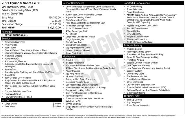 2021 Hyundai Santa Fe SE