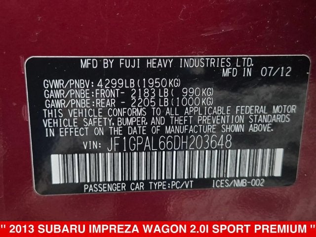 2013 Subaru Impreza 2.0i Sport Premium