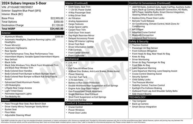 2024 Subaru Impreza Base