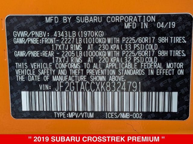2019 Subaru Crosstrek 2.0i Premium