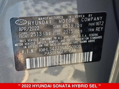 2022 Hyundai Sonata Hybrid SEL