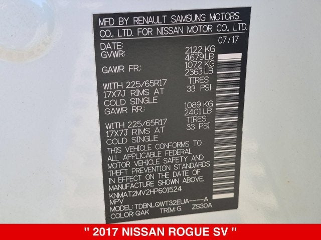 2017 Nissan Rogue SV