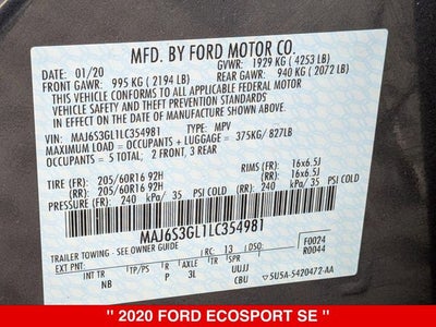 2020 Ford EcoSport SE