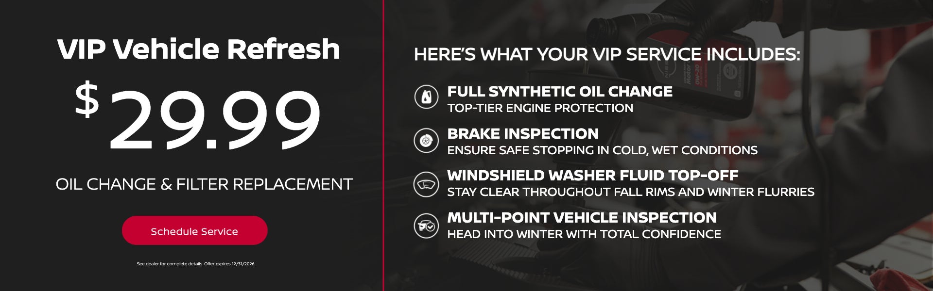 $29.99 Oil change & filter replacement 