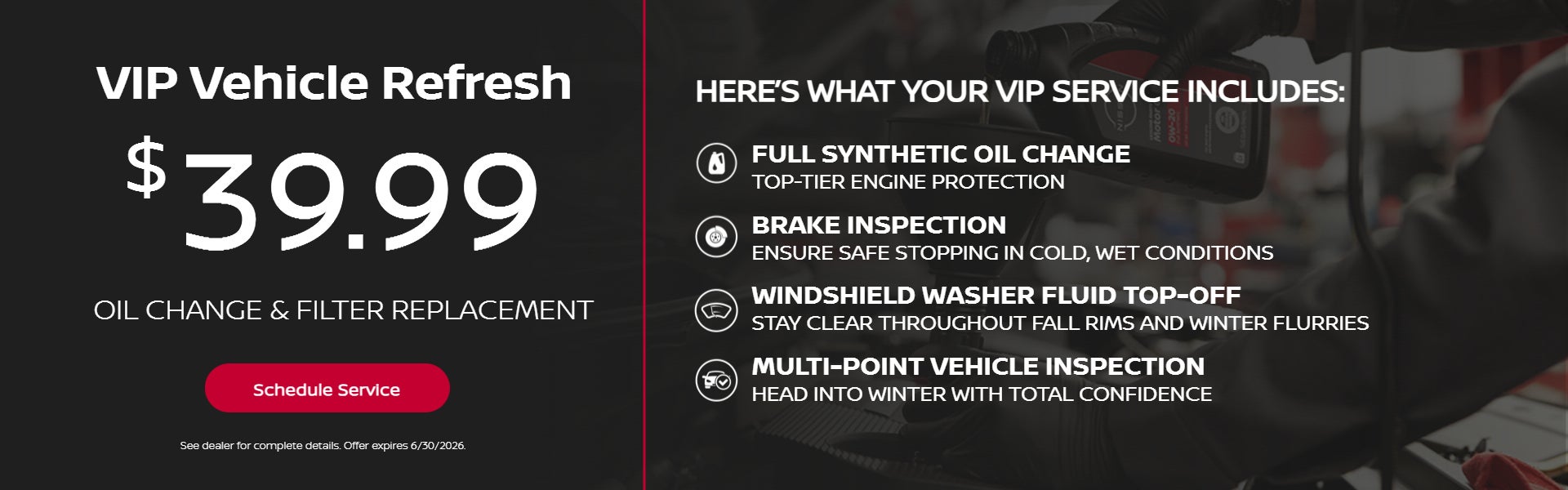 $39.99 Oil change & filter replacement 